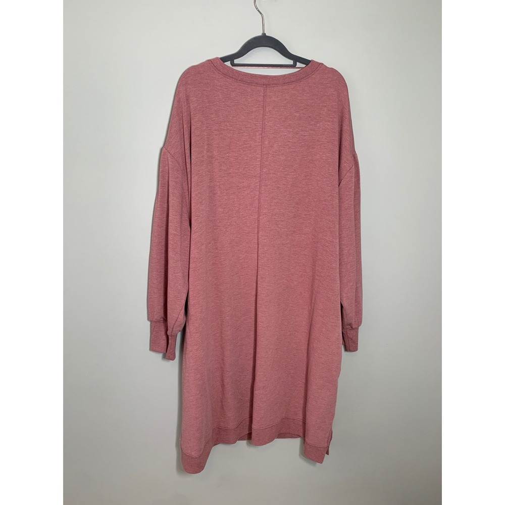 NEW Terra & Sky Sweatshirt Dress Women 3X Pink V-Neck Long Sleeve Pockets - Picture 6 of 10